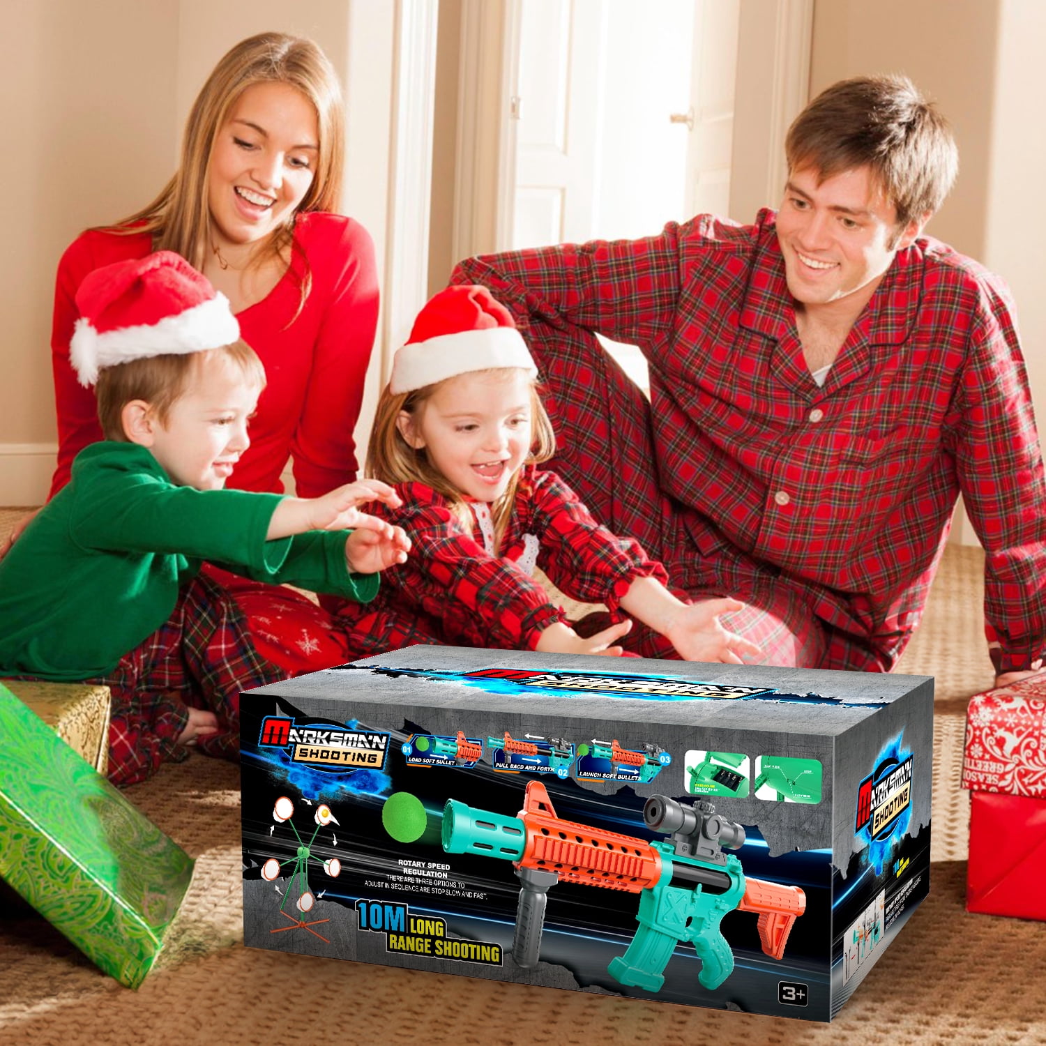 Huge Wave Large 4.5 ft Shooting Targets Game for Kids, 2 Blaster & 24 Foam Balls Moving Rotating Target with for Nerf Popper, Outdoor Toys Christmas Birthday Gifts for Boys&Girls 5-7 8-12