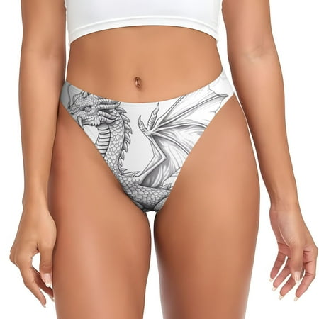 Rateoe Dragon Nest Sketch Pattern Seamless Women Underwear Thongs No Show Ladies Thong No Line Breathable Comfortable Panties Undies for Women-Small
