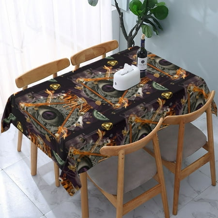 

Tablecloth Trippy Eyes Skull Skeleton Owl Table Cloth For Rectangle Tables Waterproof Resistant Picnic Table Covers For Kitchen Dining/Party(54x72in)