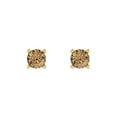 thumbnail image 3 of 0.5 Ct Round Cut Studs Champagne Crystal 18K Yellow Solid Gold Everyday Dainty Earrings Push Back, 3 of 7