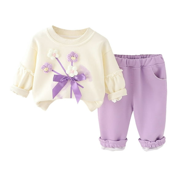 NIEWTR Baby Girl Fall Clothes Crewneck Sweatshirt and Pants Set 2Pcs Sweatsuits Fall Casual Outfit Toddler Girl Outfit For 1t 2t 3t 4t 5t 6t,18-24 Months