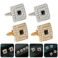 thumbnail image 3 of HLONK 2 Pairs Square Rhinestones Cufflink Nails Men‘s Shirt Button Trendy Jewelry, 3 of 6