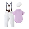 thumbnail image 2 of CARETOO Baby Boy Clothes Suits 3M Infant Gentleman Outfits Long Sleeve Dress+Suspender Pants+Bowtie+Beret Hat Wedding Set, 2 of 16
