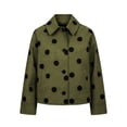 thumbnail image 4 of IUYRTFE Women's Polka Dot Zip Up Jacket with Lapel Collar and Pockets Casual Lightweight Cropped Outerwear, 4 of 8