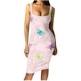 thumbnail image 2 of Wycnly Dresses for Women 2024 Night CLub Party Sexy Bodycon Midi Dresses Sleeveless Scoop Neck Floral Print Summer Knee-Length Formal Dress Pink xxl, 2 of 4