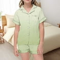 thumbnail image 5 of Kids Girls Pajamas Gradient Short Sleeve Button Down Shirts Shorts Summer Clothes for Girls Pajamas Size 8-9 Years, 5 of 7