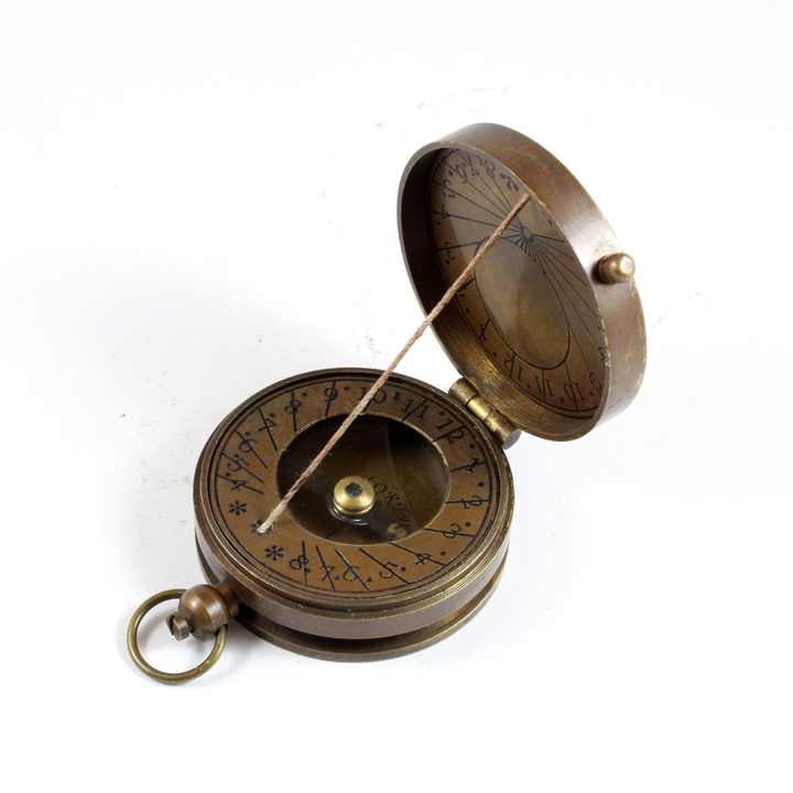 Antique Vintage Finish Brass Customised Logo Sir Lord Kelvin 2" Inch Thread Compass with Leather Case