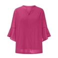 thumbnail image 3 of bnaln Women Tops Sparkling T Shirts 3/4 Sleeve Dressy Blouses Shirts V Neck Elegant Holiday Party T-Shirts Casual Loose Mesh Layered Flowy Tunic Tops Trendy Pullover Spring Tops, 3 of 7