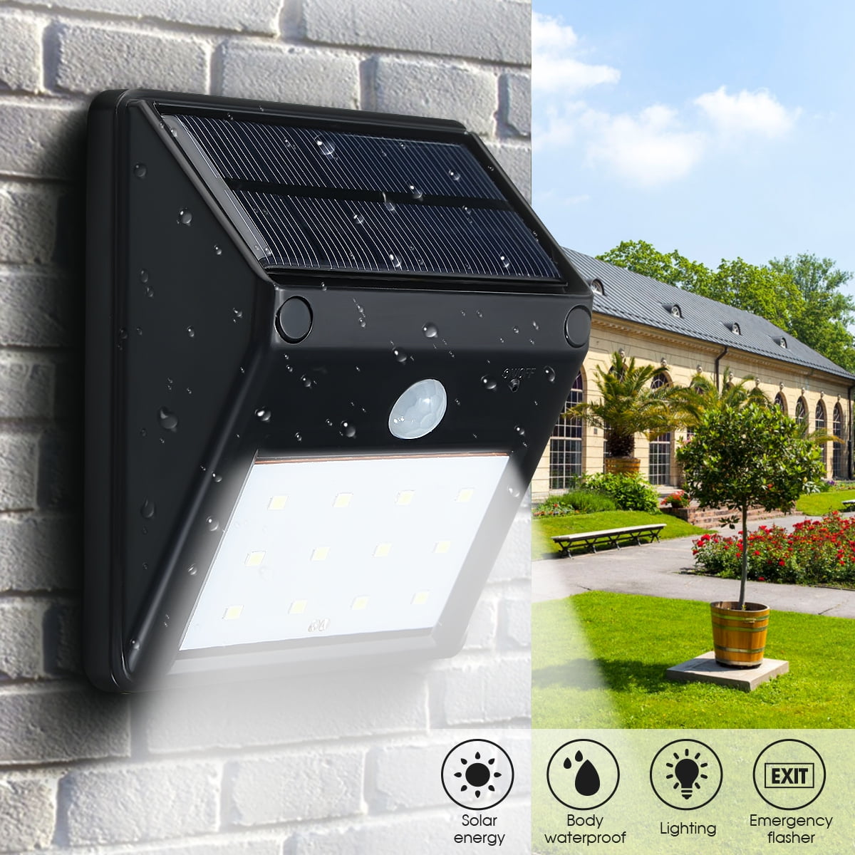 3packs 12 Led Solar Powered Pir Motion Sensor Light Outdoor Garden Security Wall Lamp