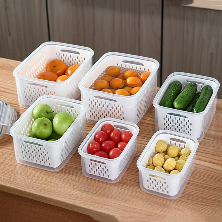 Fruit Grape Storage Containers for Fridge 3 Pack - Produce Fruit Fresh  Saver Containers with Lids, Drain Baskets and 20 PCS Reusable Food Storage