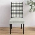 thumbnail image 4 of Chair Covers Sage Green Buffalo Plaid Dining Chair Slipcovers Black Check Stripe Stretch Removable Chair Seat Protector Party Decoration Set of 1, 4 of 6