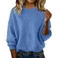 thumbnail image 2 of EchfiProm Womens Sweaters Cozy Pullover Blue Casual Outfits for Adults Crewneck, 2 of 4