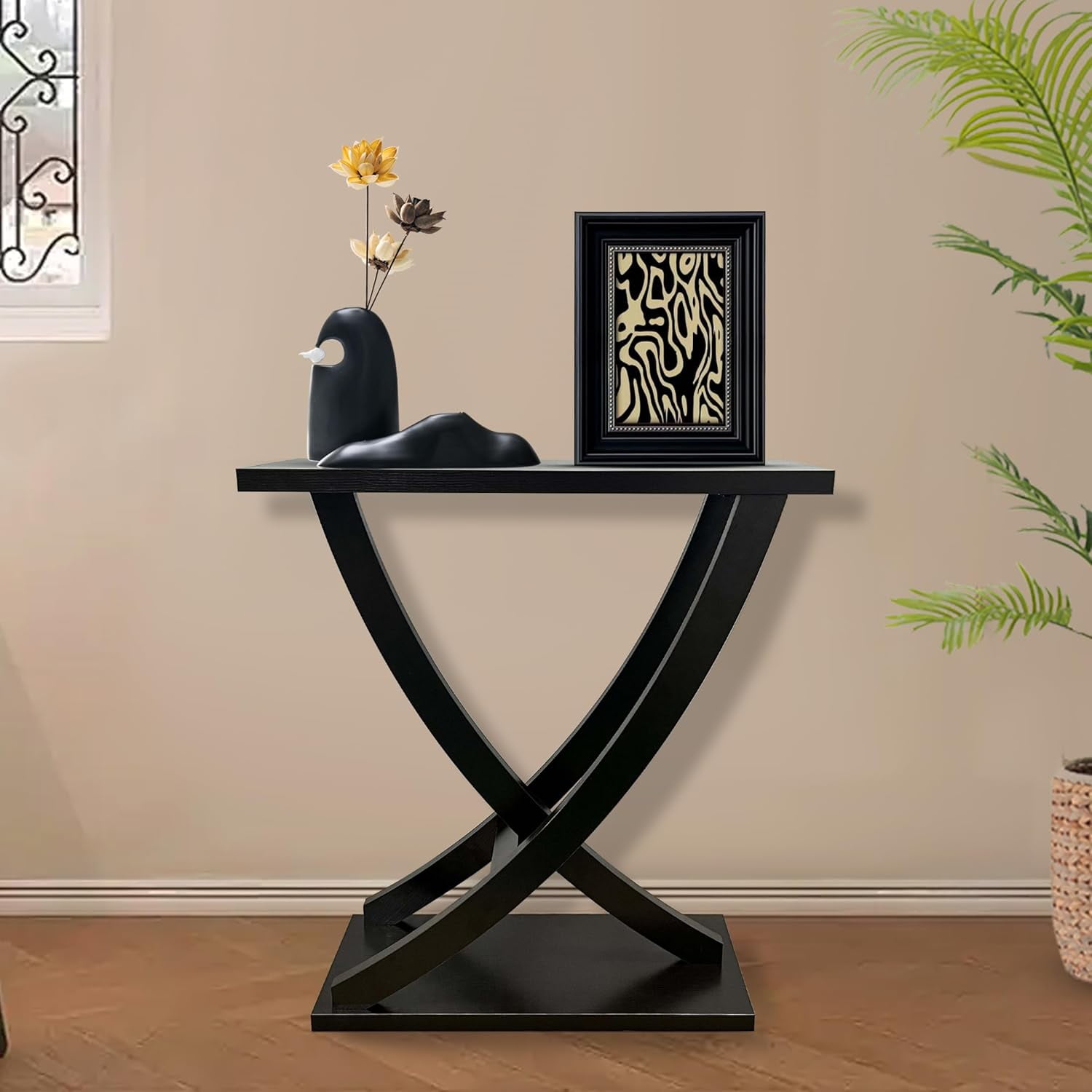 Royard Oaktree Small Console Table, Rustic Entryway Table with Curved Intersecting Legs for Hallway