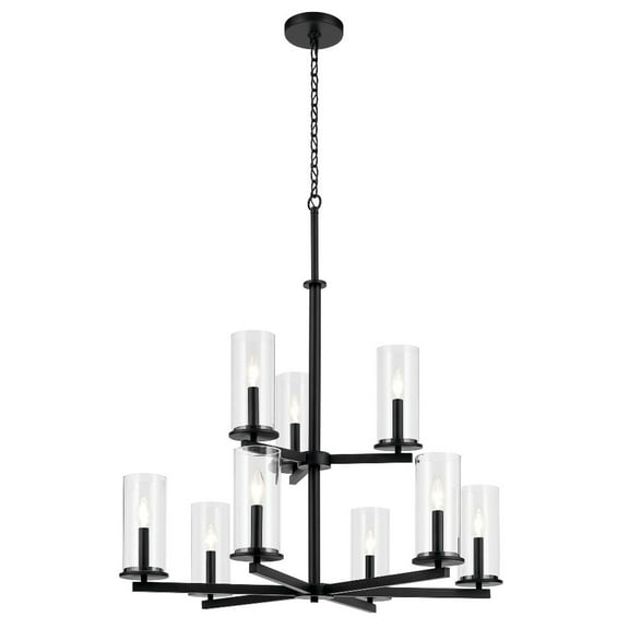 44014BK-Kichler Lighting-Crosby - 9 Light Chandelier-32.5 Inches Tall and 32.25 Inches Wide-Black Finish