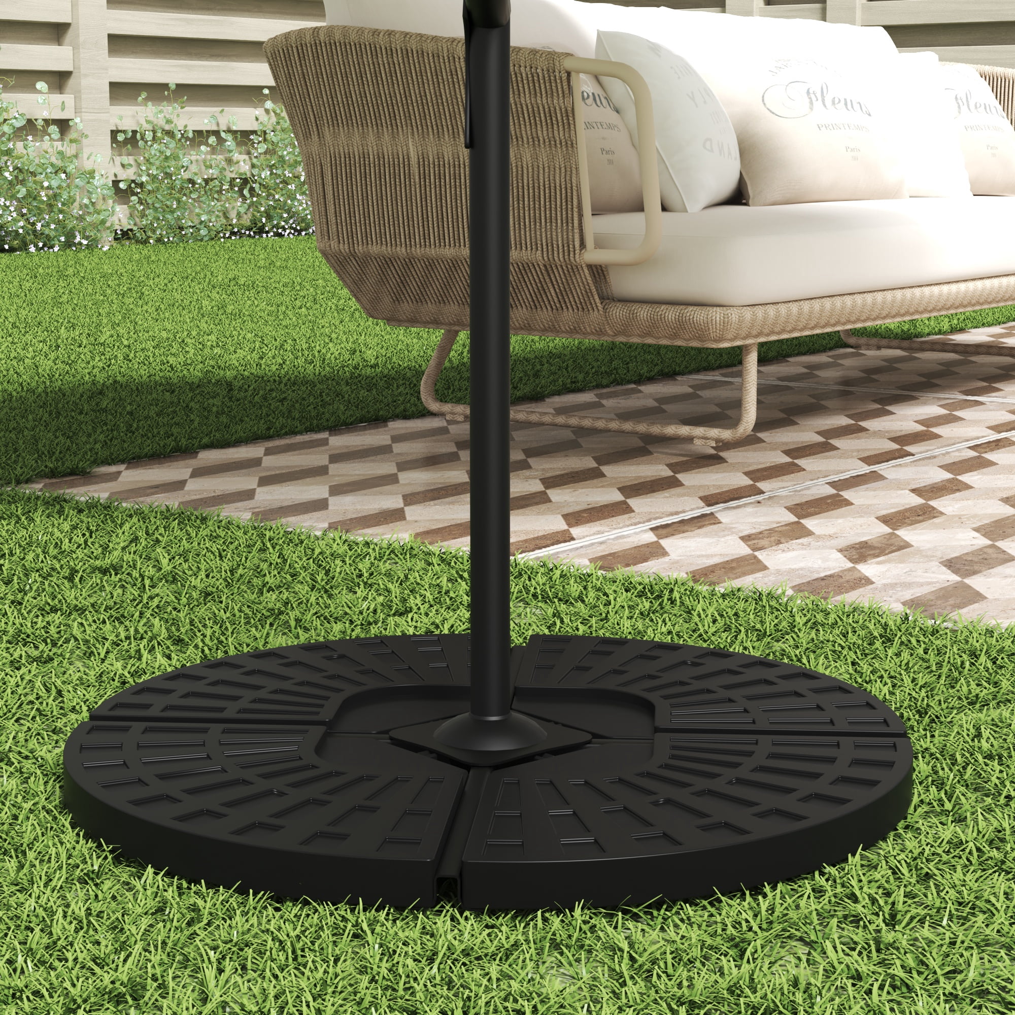 Prime Garden 4 Pieces Umbrella Base Stand Heavy Duty,Black