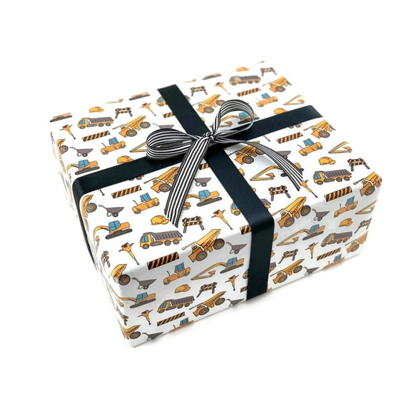 Construction Theme Wrapping Paper, 3 Sheets