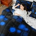 thumbnail image 4 of Castle Fairy Gradient Checkered Bedding Comforter Set,Futuristic Cubes Queen Bedding Sets, 4 of 8