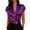 Dark Purple, variant on Women's Satin Wrap V-Neck Blouse, Elegant Short Sleeve Silk-Feel Top, Professional Office Crossover Shirt, Sexy Party Night Out Gown
