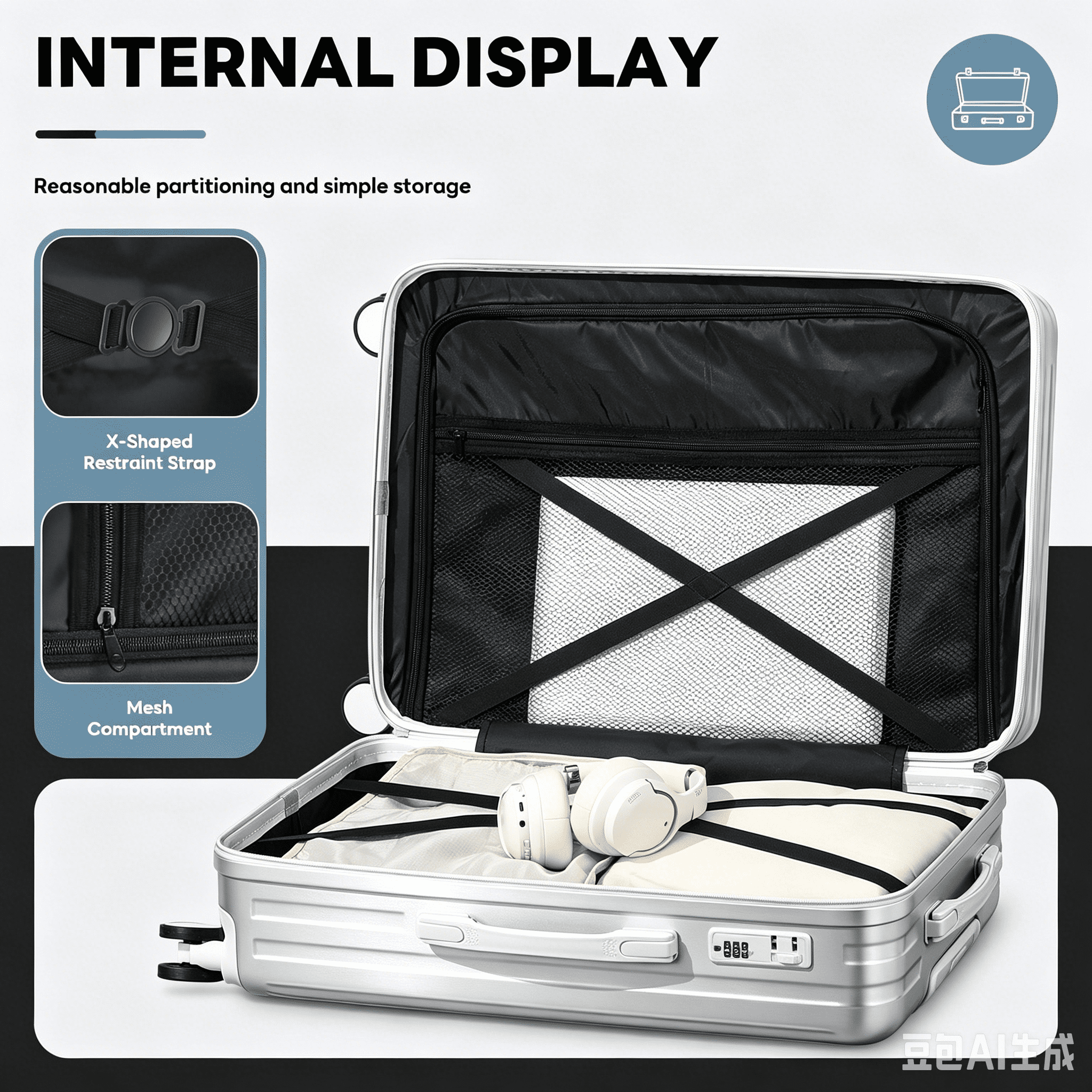 2-Piece Lightweight Carry-on Luggage Set, ABS/PC Hard Shell, 360 Spinner Wheels, Cup Holder & USB Charging Port (Silver)