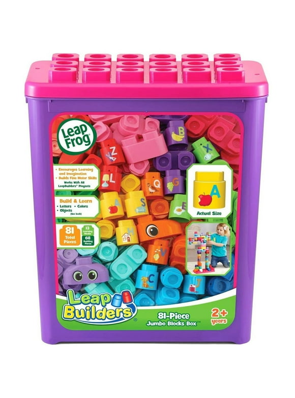 LeapBuilders 81-Piece Jumbo Blocks Box (Pink)