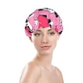 thumbnail image 3 of Disketp Panda Heart Valentine Pink Shower Caps,Reusable Shower Cap For Women, Double Layer Waterproof Hair Cap, Large Size For All Hair Lengths,For Girls Spa Home Salon Use, 3 of 9