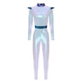 thumbnail image 3 of Haitryli Womens Alien Outer Space Outfits Turtleneck Long Sleeve Jumpsuits Club Party Rave Outfits Shiny Silver S, 3 of 6