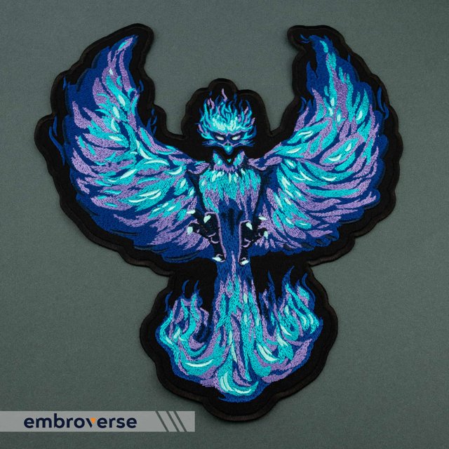 Patch Phoenix Feu – Patchs Brodés à Repasser – 9,8 x 11,2 Pouces (25 x 28,4 cm) - Embroverse