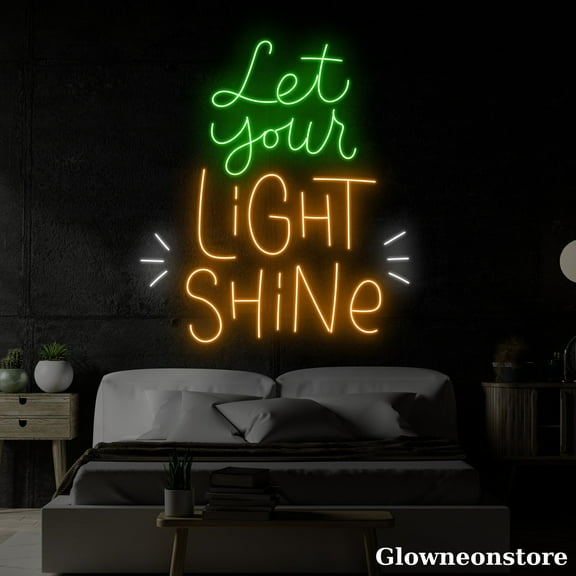 Glowneon Let Your Light Shine Neon Sign, Let Your Light Shine Led Sign, Christmas Quotes LED Light