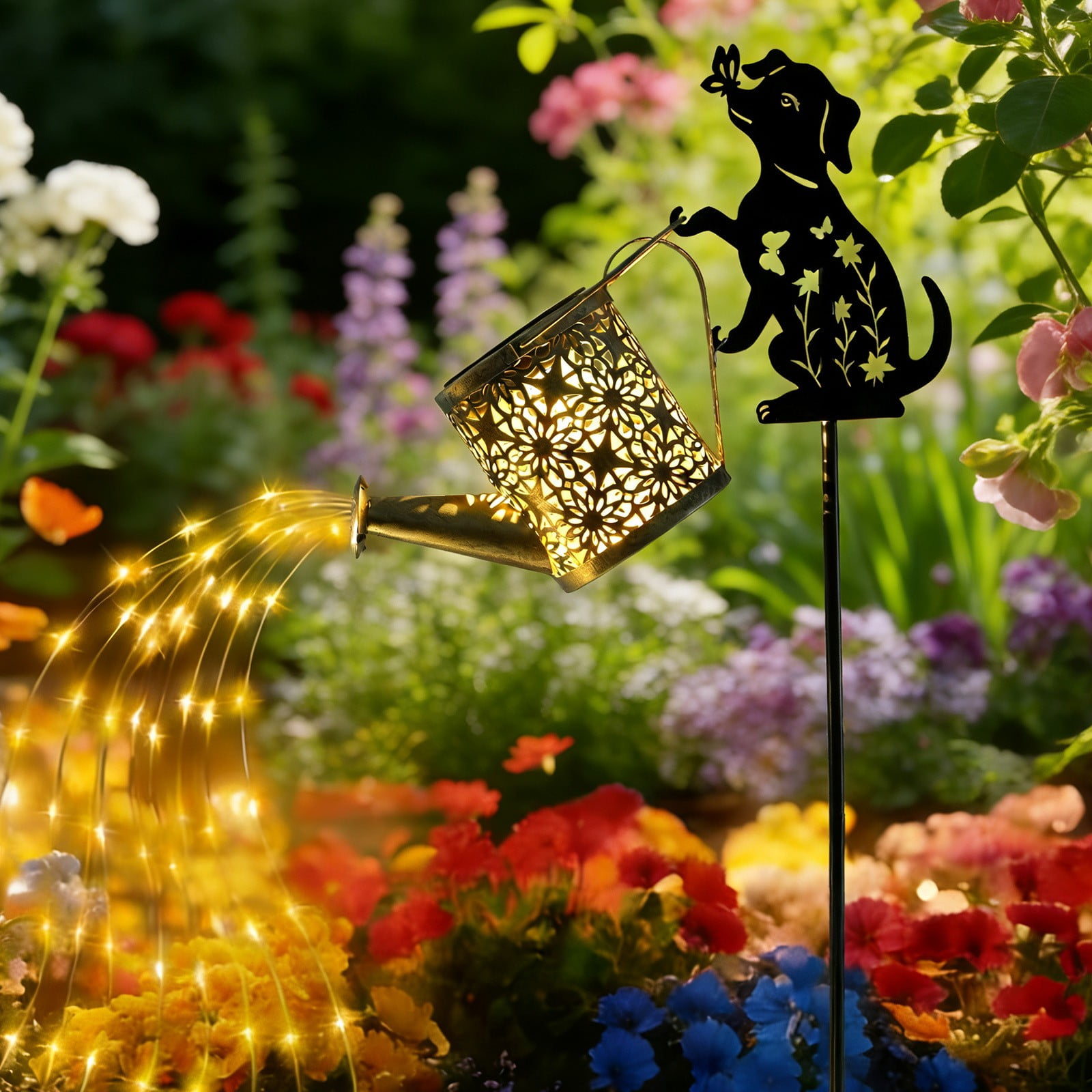 Solar Powered Bee Pitcher Lantern,Outdoor Garden Decor,Watering Can Light Yard Ornament,Pathway Lighting Weatherproof Evening Ambiance For Porch Patio Gardening Gift