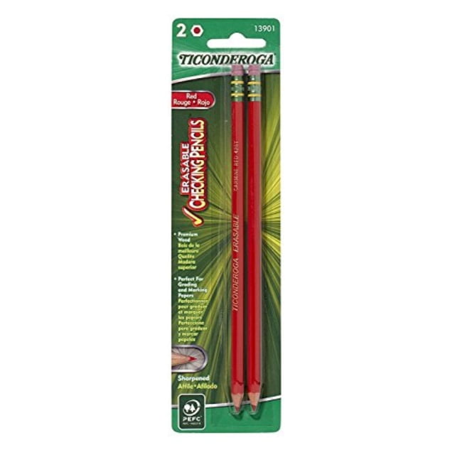 Erasable Checking Pencils New Pre-Sharpened with Eraser Red Pack of 4 