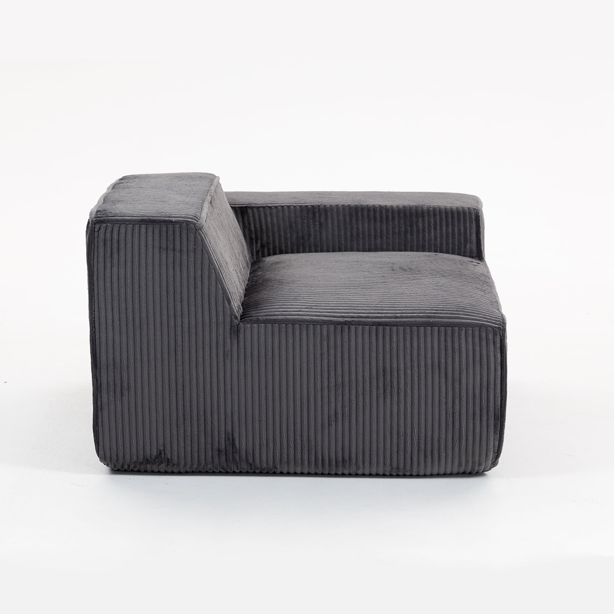 Demi Bonn 111" Modular Sectional Sofa Couchesk, Corduroy 3 Seat Couch Memory Foam Couches for Living Room, Cloud Couch, Gray