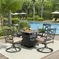 thumbnail image 3 of Nuu Garden 5-Piece Outdoor Conversation Set with 28-Inch 50,000 BTU Propane Gas Fire Pit Table&4 Swivel Chairs,Patio Furniture Set with Cover and Padded Cushions,Black&Beige, 3 of 9
