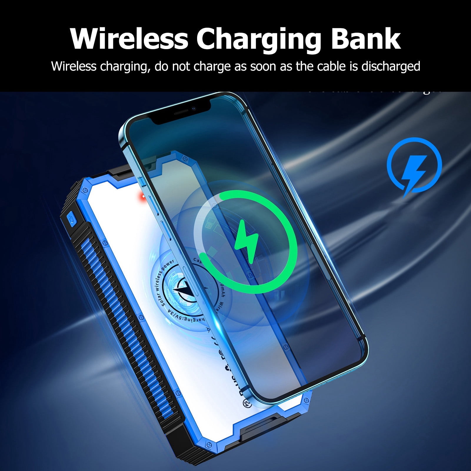 Nieyigj Solar Power Bank 36800mAh / 136.16Wh Portable External Battery Pack with 34 LEDs 4 USB Outputs Type C Micro Inputs for Outdoor Camping Hiking
