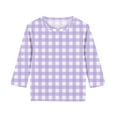 thumbnail image 4 of Ugoldhm Shirts for Girls Crewneck Plaid Summer Tunic Tops Casual Fall Kids 3/4 Sleeve Tees, 4 of 5