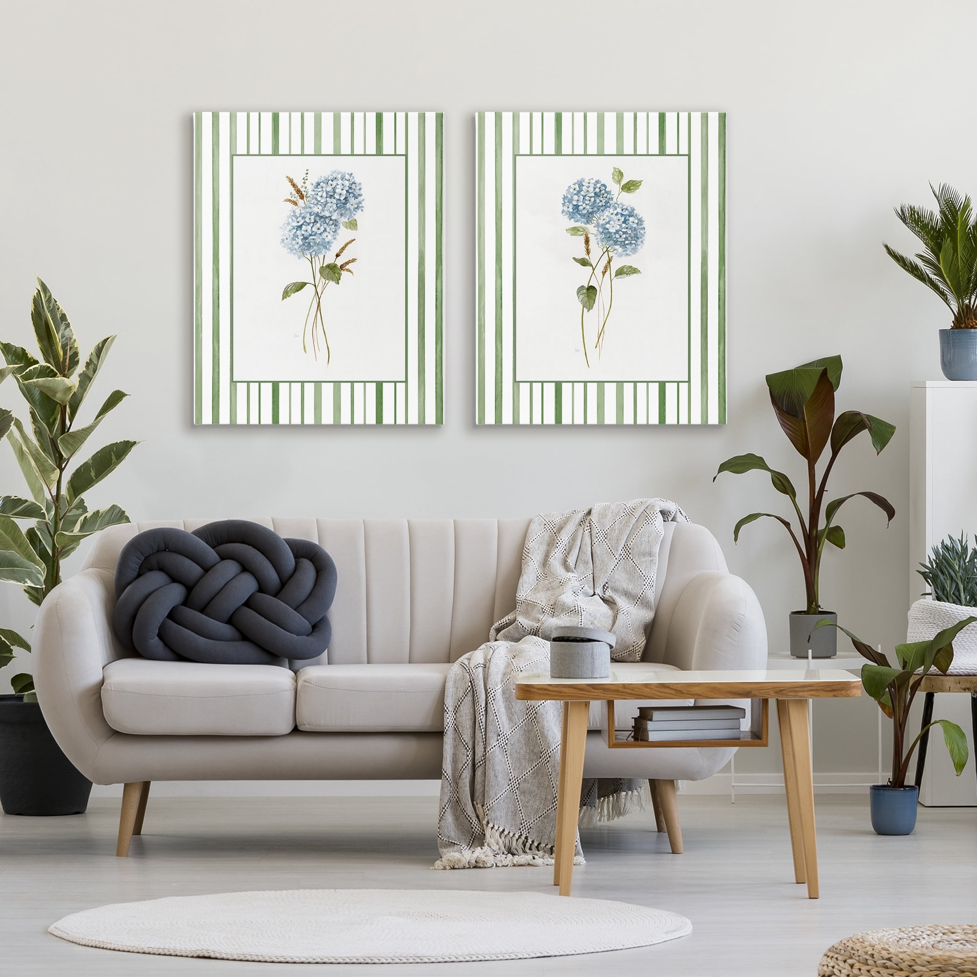 Stupell Industries Wheat & Hydrangea Sprigs 2 Piece Canvas Wall Art Set, design by Nan