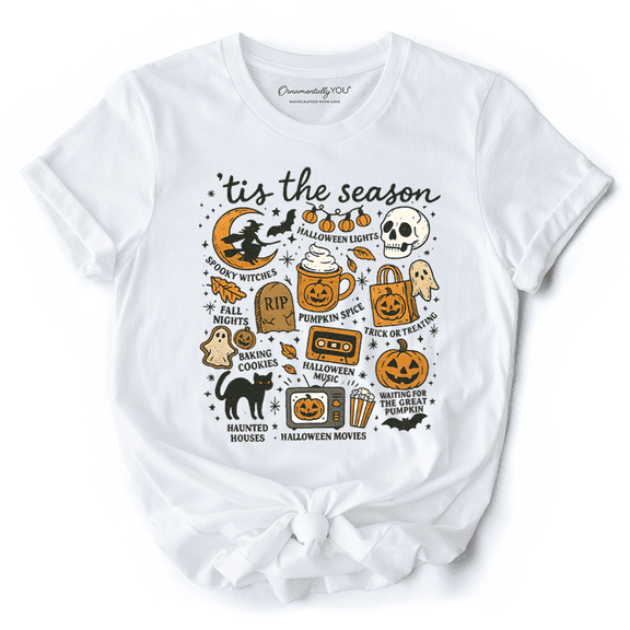 Tis the Season Retro Spooky Halloween T-Shirt, Autumn Vibes Essentials Tee