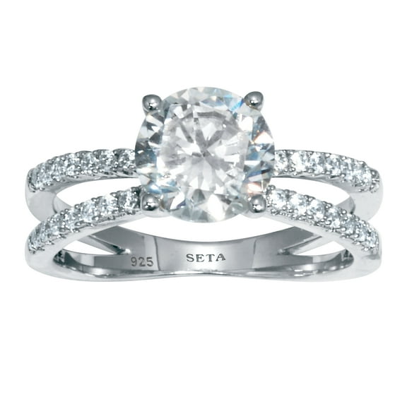 PalmBeach Jewelry 2.26 TCW Round Cubic Zirconia Sterling Silver Crossover Engagement Ring