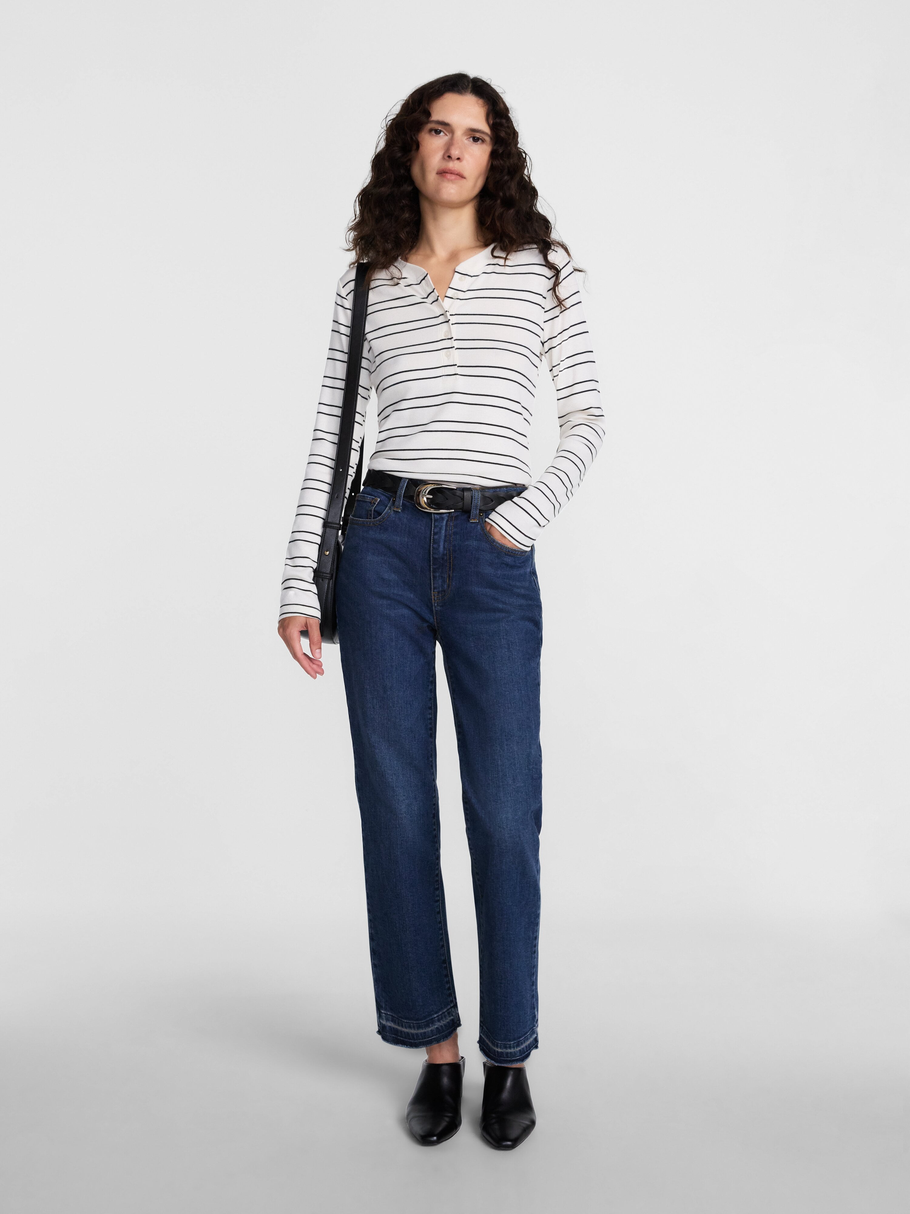 Scenario Women's and Women's Plus Rib Henley with Long Sleeves, Sizes XS-4X