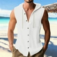 thumbnail image 2 of Busydd Mens Tank Top Beach Summer Solid Color Button Tank Tops for Men Casual Drawstring Sleeveless Hoodies for Men with Pocket S, 2 of 6