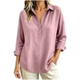 thumbnail image 2 of Meichang Button Up Shirts for Women Long Sleeve Half Button Collar Tops Dressy Casual Loose Fit Office Work Blouses, 2 of 6