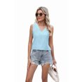 thumbnail image 2 of Women Summer Tank Top Eyelet Embroidery 2025 Vacation Sleeveless V Neck Loose Fit Shirt Spring Fashion Casual Clothes Sky Blue S, 2 of 9