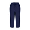 thumbnail image 6 of QATAINLAV Lightweight Capri for Women Casual Cropped Lounge Work Athletic Travel Pants with Pockets Quick Dry Hiking Sweatpants Navy L, 6 of 9