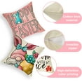 thumbnail image 5 of Happy Easter Bunny Gnome Decorative Throw Pillow Covers 18 x 18 Set of 4, Hello Peeps Eggs Rabbit Cushion Case Decor, Pink Spring Home Decoration for Sofa Couch, 5 of 5