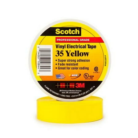 3M 35 Electrical Tape Yellow 3/4" X 66' Roll (10 Pack)