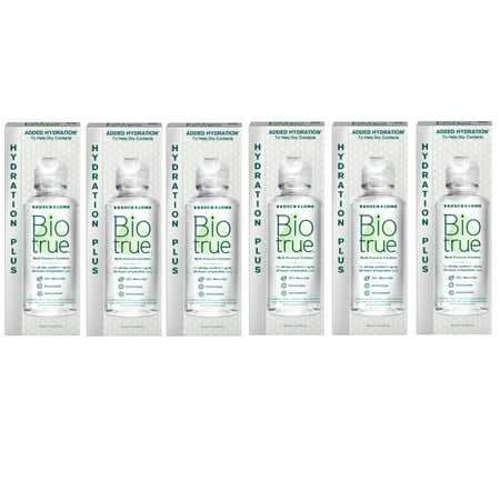 Biotrue Hydration Plus Contact Lens Solution, Multi-Purpose Solution for Soft Contact Lenses, 4 FL OZ - 6 Pack