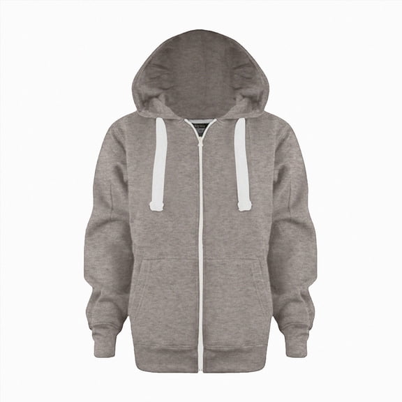 Gubotare Kids Zip Up Hoodie School Uniform Boys Girls Zipper Sweatshirt Oversized Y2K Fall Hooded Jackets With Pockets Preppy Clothes (Coffee, 6-7 Years)