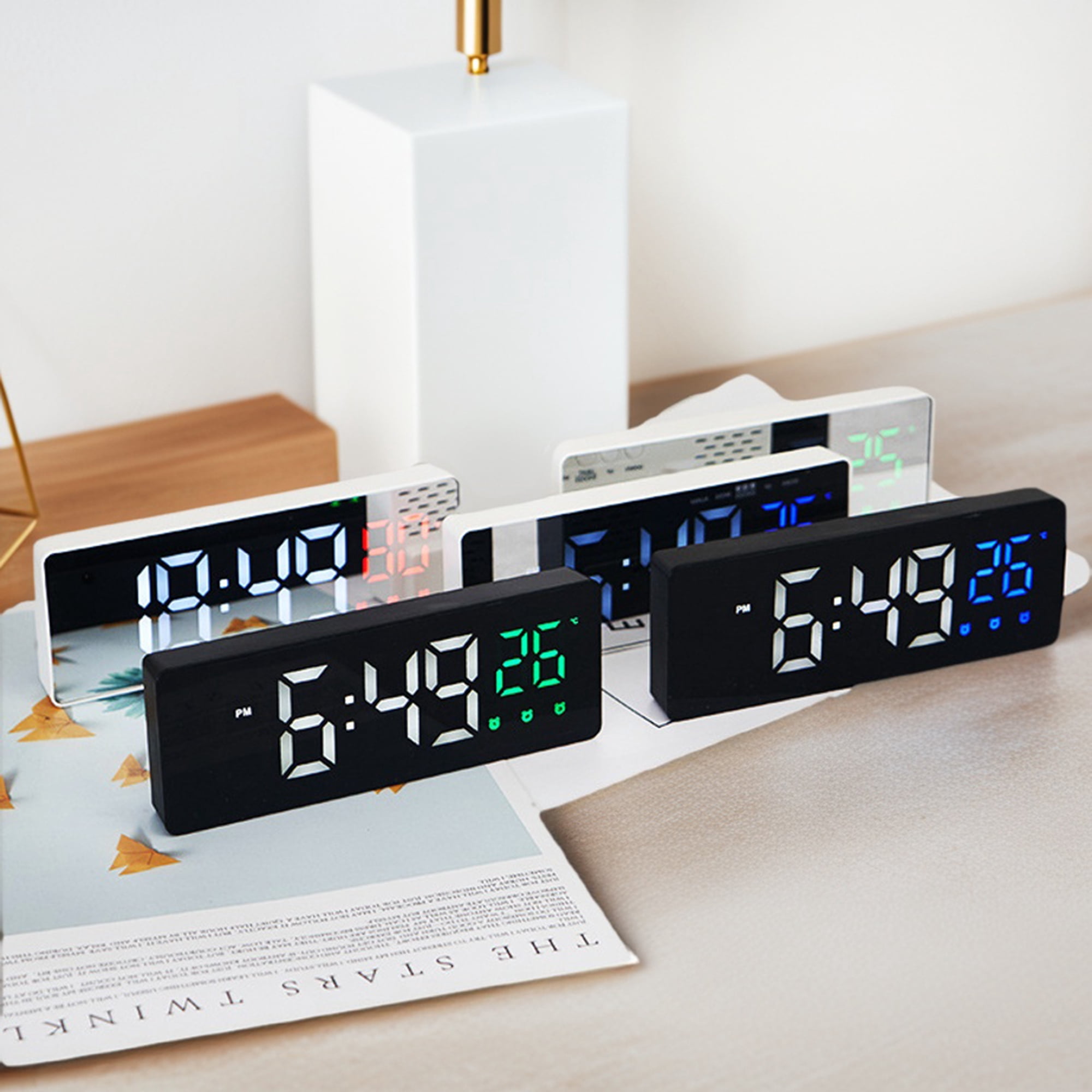 Unique Bargains Dimmable Digital Alarm Clock with Triple Alarm Function 6.3" x 1" x 2.4"