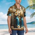 thumbnail image 3 of Honeii Rustic Daisy Mason Jars Print Men’s Hawaiian Shirt,Classic Button-Down Short Sleeve Shirt, for Beach, Vacation, and Outdoor Activities,Small, 3 of 7