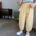 thumbnail image 5 of Kndvns Toddler Baby Girl Boy Classic Pants Plaid Elastic Jogger Gingham Long Pants Summer Fall Harem Pants 2025 NEW Yellow 18-24 Months, 5 of 5
