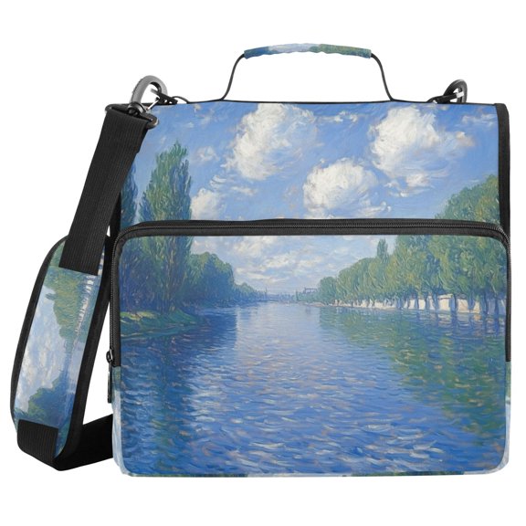FORMRS Zipper Binder with Shoulder Strap 2-inch Ring 500 Sheet Capacity File Bag, Blue Sky and River